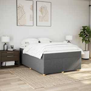 Box spring postel s matrací tmavě šedý 140 x 190 cm textil - obrázek 3