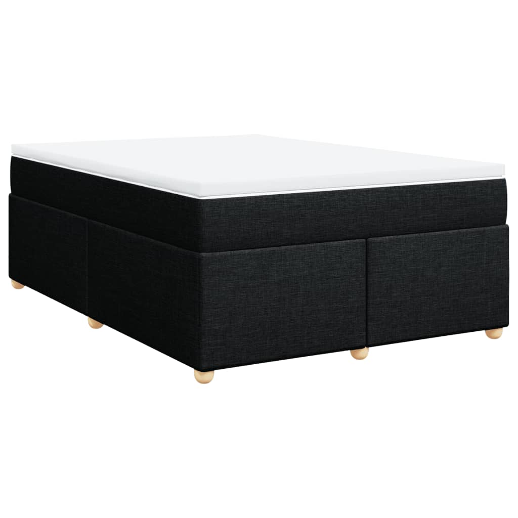 vidaXL Pat box spring cu saltea, negru, 140x190 cm, textil