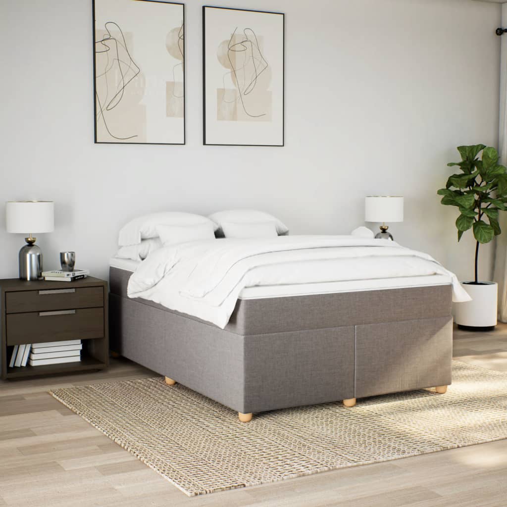 vidaXL Boxspring met matras stof taupe 140x190 cm afbeelding