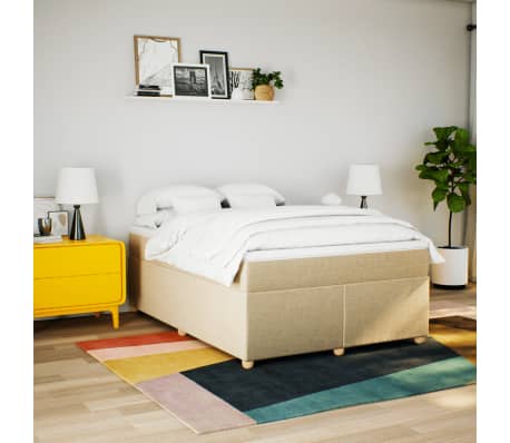 vidaXL Rams&auml;ng med madrass gr&auml;ddvit 140x190 cm tyg