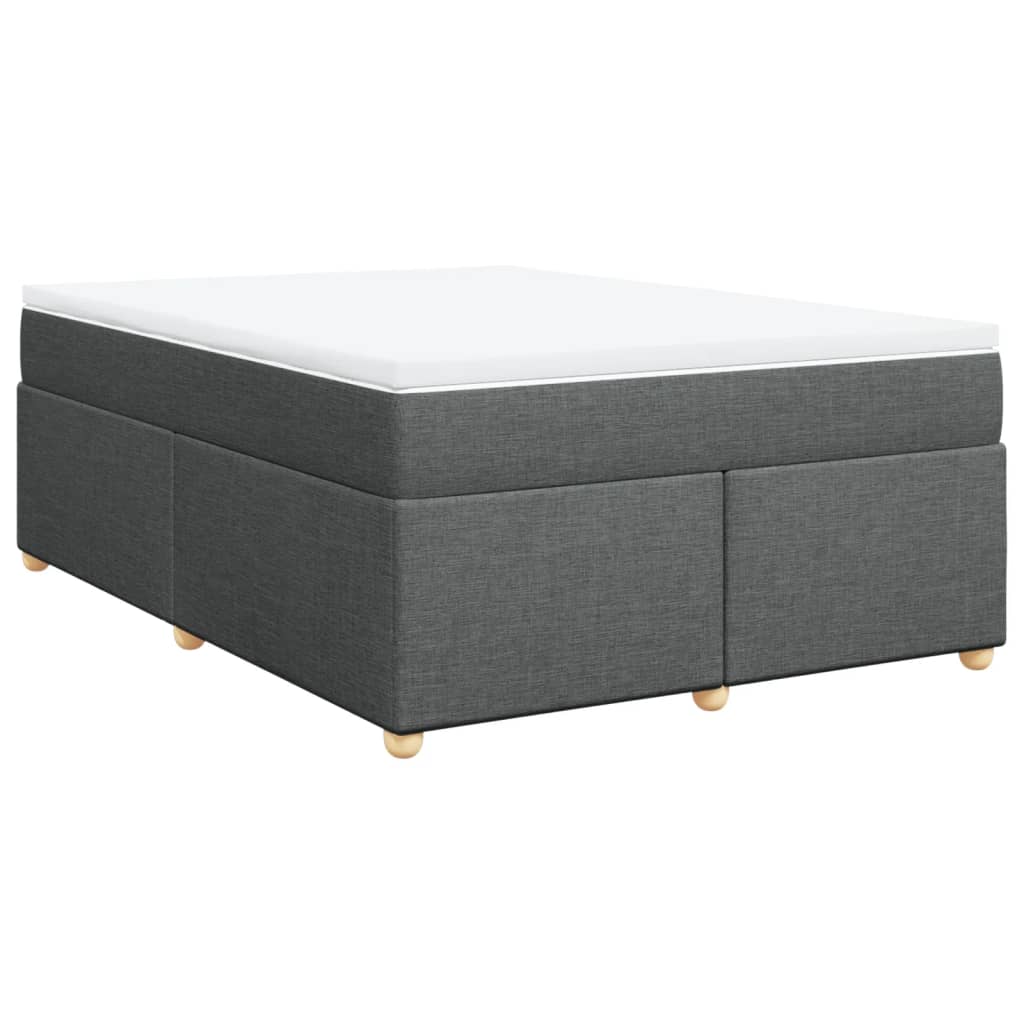 vidaXL Pat box spring cu saltea, gri închis, 140x200 cm, textil