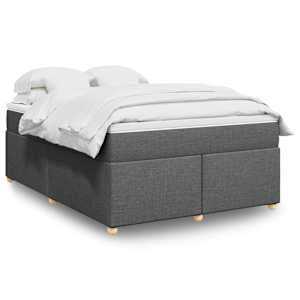 Box spring postel s matrací tmavě šedá 140x200 cm textil - obrázek 1
