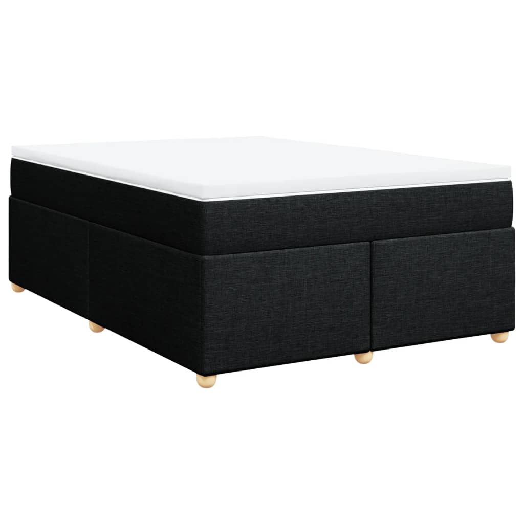vidaXL Pat box spring cu saltea, negru, 140x200 cm, textil