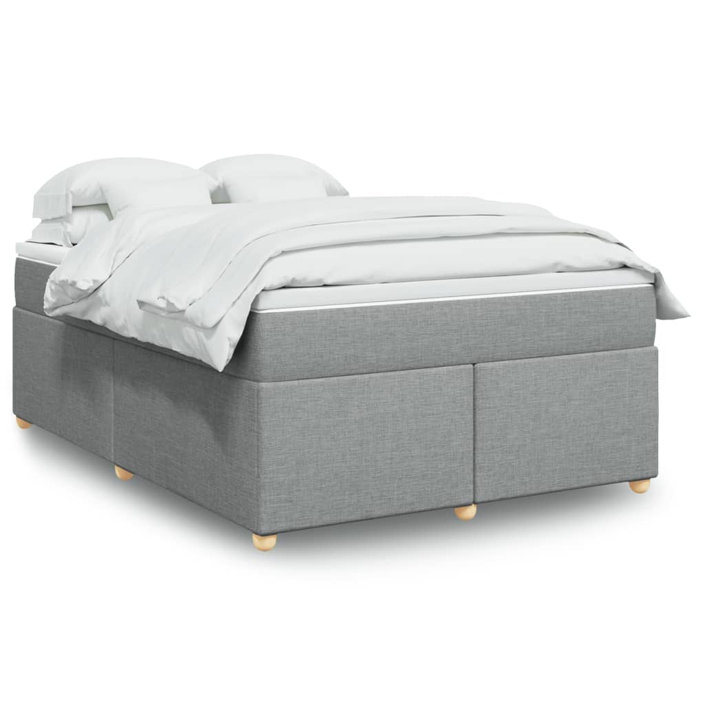 vidaXL Boxspringbett mit Matratze Hellgrau 160x200 cm Stoff