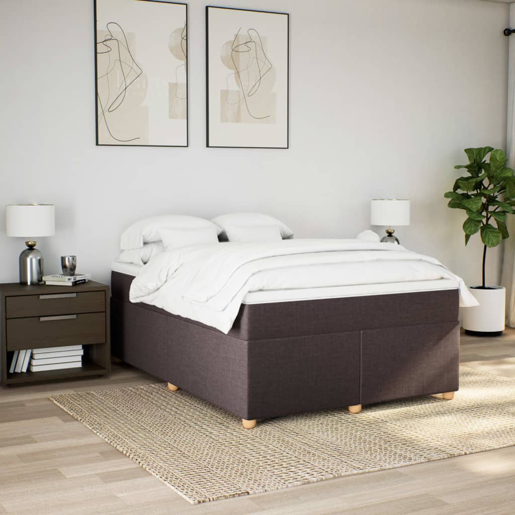 vidaXL Boxspring met matras stof donkerbruin 160x200 cm afbeelding