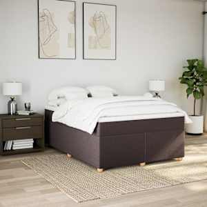 Box spring postel s matrací tmavě hnědá 160x200 cm textil - obrázek 3