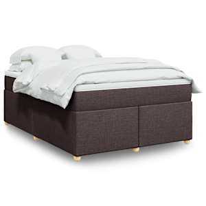 Box spring postelja z vzmetnico temno rjava 160x200 cm blago