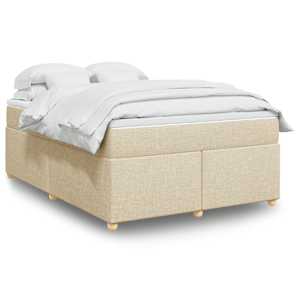 Box spring postelja z vzmetnico krem 160x200 cm blago