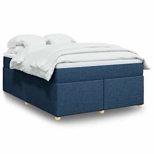 Box spring postelja z vzmetnico modra 160x200 cm blago