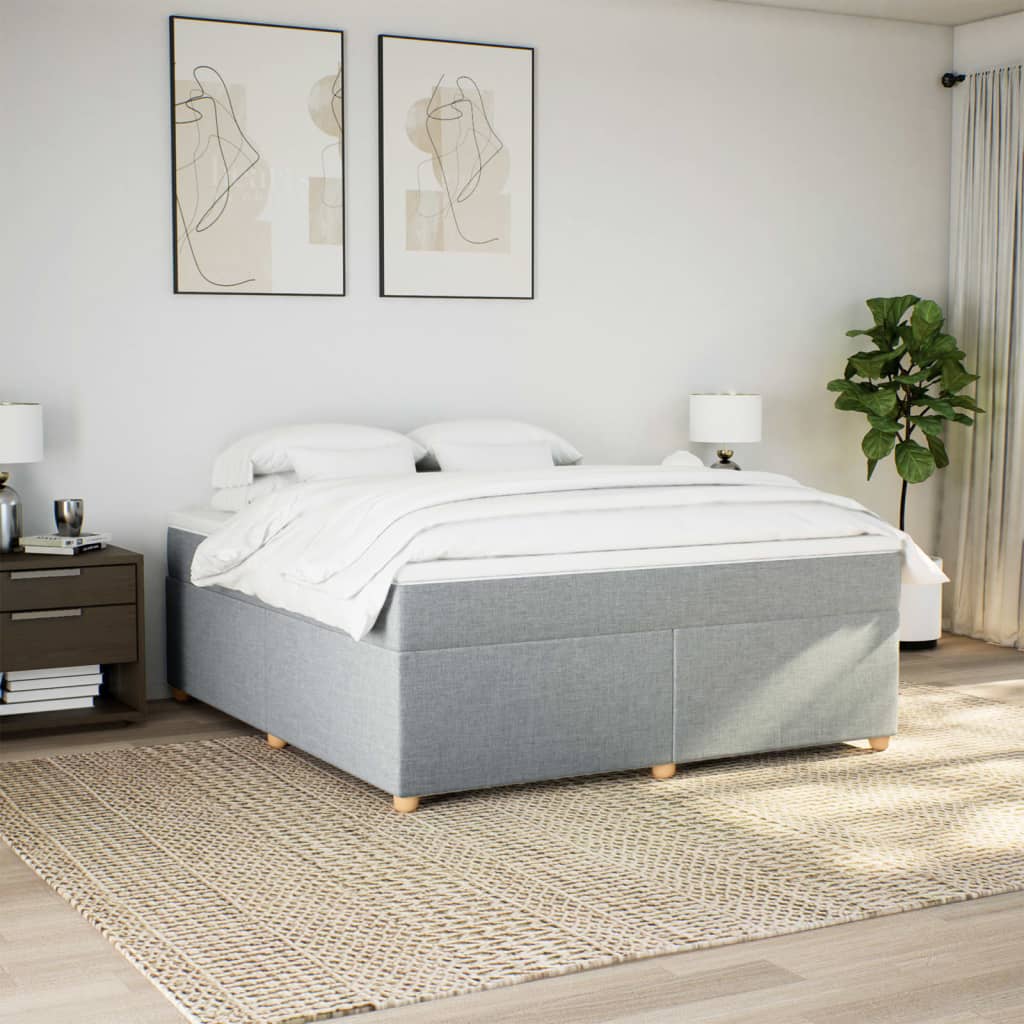 vidaXL Boxspring met matras stof lichtgrijs 180x200 cm grijs, foto 2