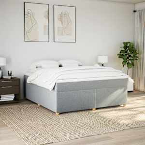 Box spring postel s matrací světle šedá 180 x 200 cm textil - obrázek 3