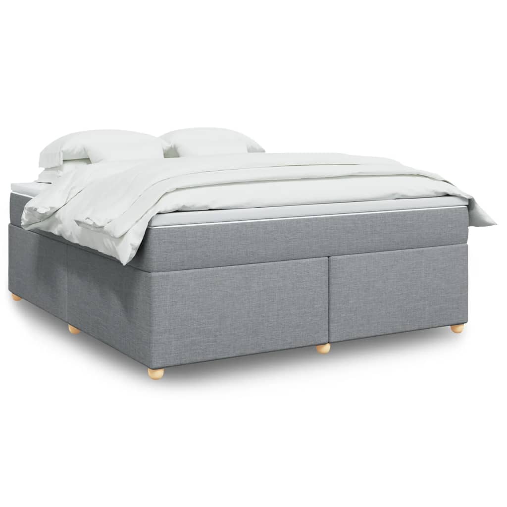 Boxspringbett mit Matratze Hellgrau 180×200 cm Stoff