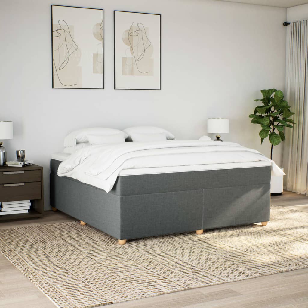 vidaXL Boxspring met matras stof donkergrijs 180x200 cm afbeelding