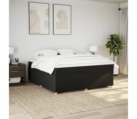 vidaXL Sommier &agrave; lattes de lit avec matelas Noir 180x200 cm Tissu