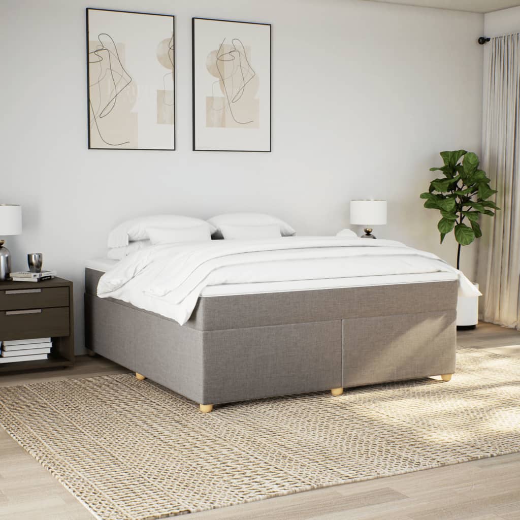 vidaXL Boxspring met matras stof taupe 180x200 cm afbeelding
