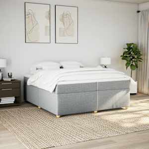 Box spring postel s matrací světle šedá 200 x 200 cm textil - obrázek 3