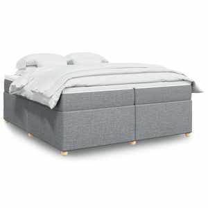 Box spring postel s matrací světle šedá 200 x 200 cm textil - obrázek 1