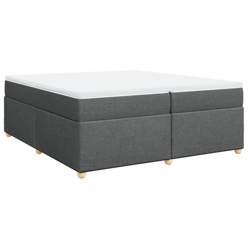 vidaXL Pat box spring cu saltea, gri închis, 200x200 cm, textil