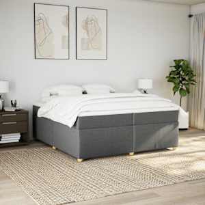 Box spring postel s matrací tmavě šedá 200x200 cm textil - obrázek 3