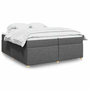 Box spring postelja z vzmetnico temno siva 200x200 cm blago