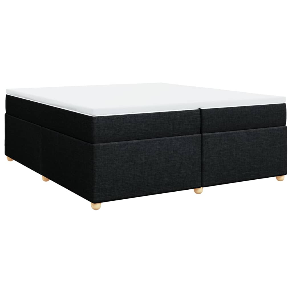 vidaXL Pat box spring cu saltea, negru, 200x200 cm, textil