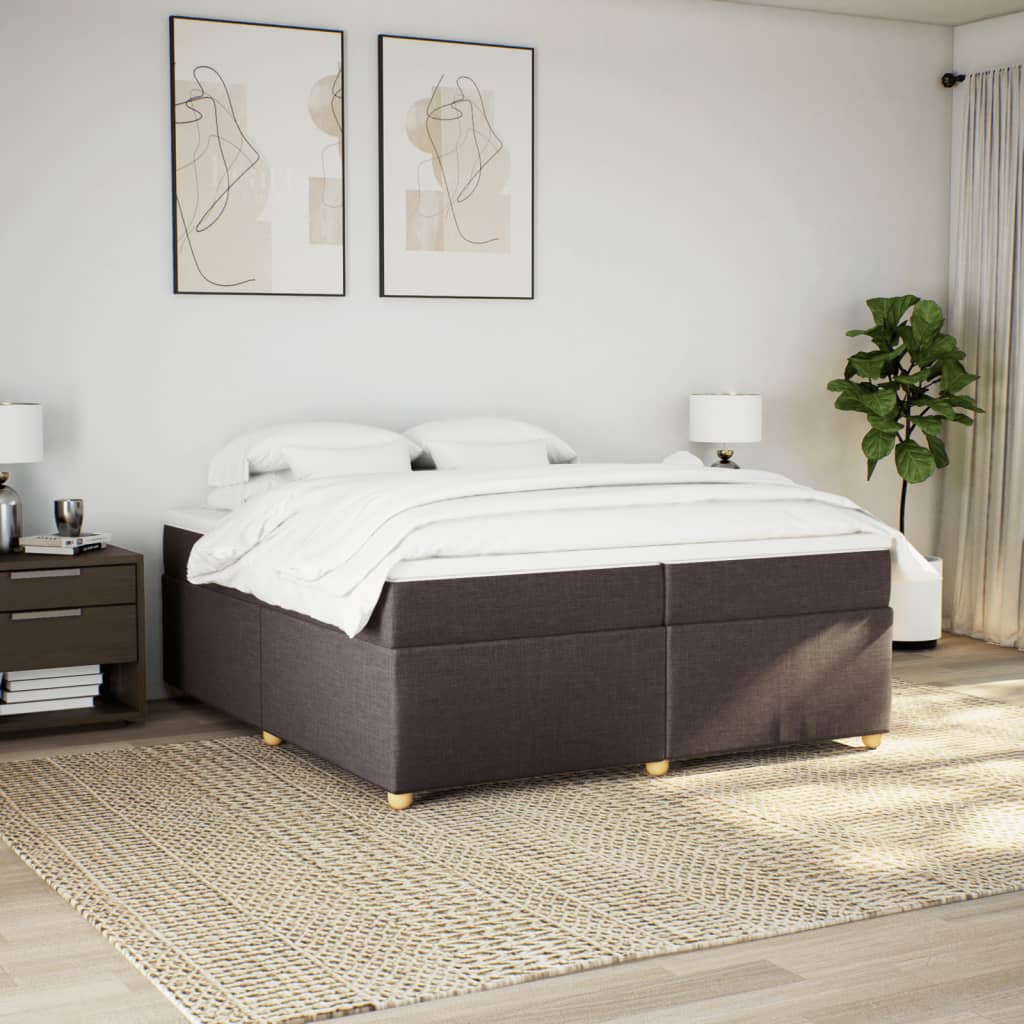 vidaXL Boxspring met matras stof donkerbruin 200x200 cm afbeelding