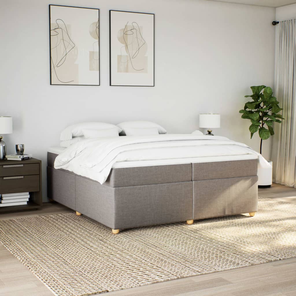 vidaXL Boxspring met matras stof taupe 200x200 cm, foto 2