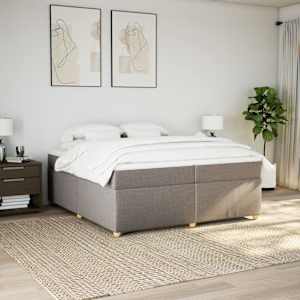 Box spring postel s matrací taupe 200x200 cm textil - obrázek 3