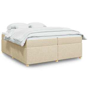 Box spring postel s matrací krémová 200x200 cm textil - obrázek 1