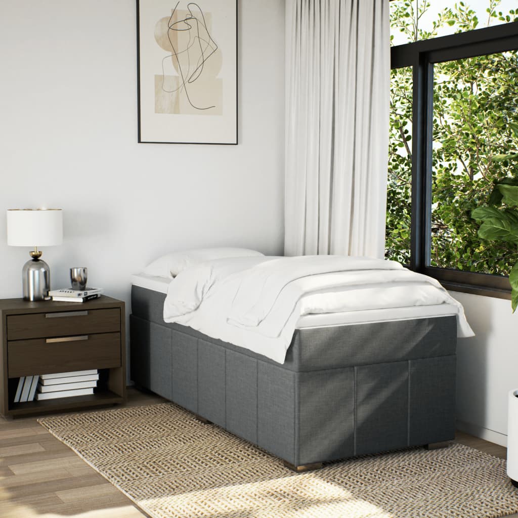 vidaXL Boxspring met matras stof donkergrijs 80x200 cm afbeelding