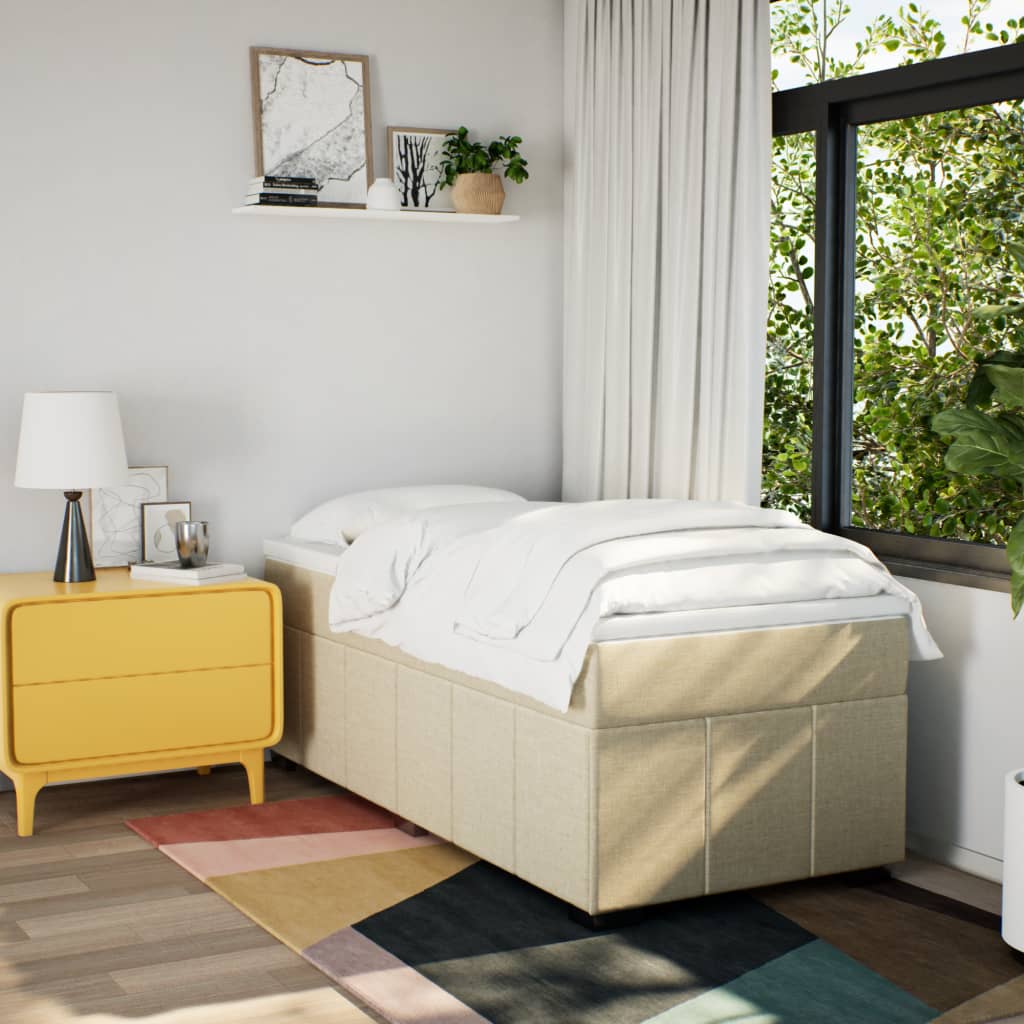 vidaXL Boxspring met matras stof crèmekleurig 80x200 cm afbeelding