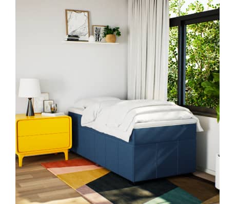 vidaXL Pat box spring cu saltea, albastru, 80x200 cm, textil