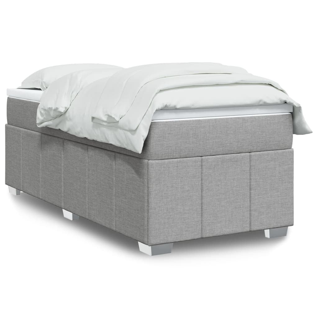 Boxspringbett mit Matratze Hellgrau 90×190 cm Stoff