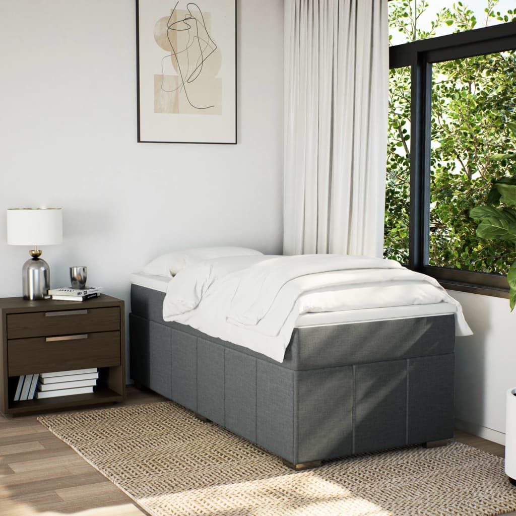 vidaXL Boxspring met matras stof donkergrijs 90x190 cm afbeelding