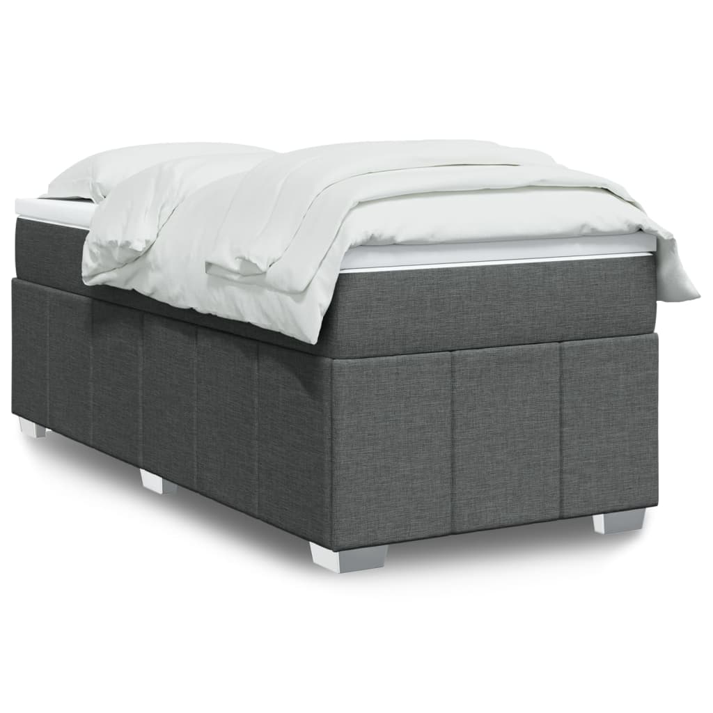 Boxspringbett mit Matratze Dunkelgrau 90×190 cm Stoff