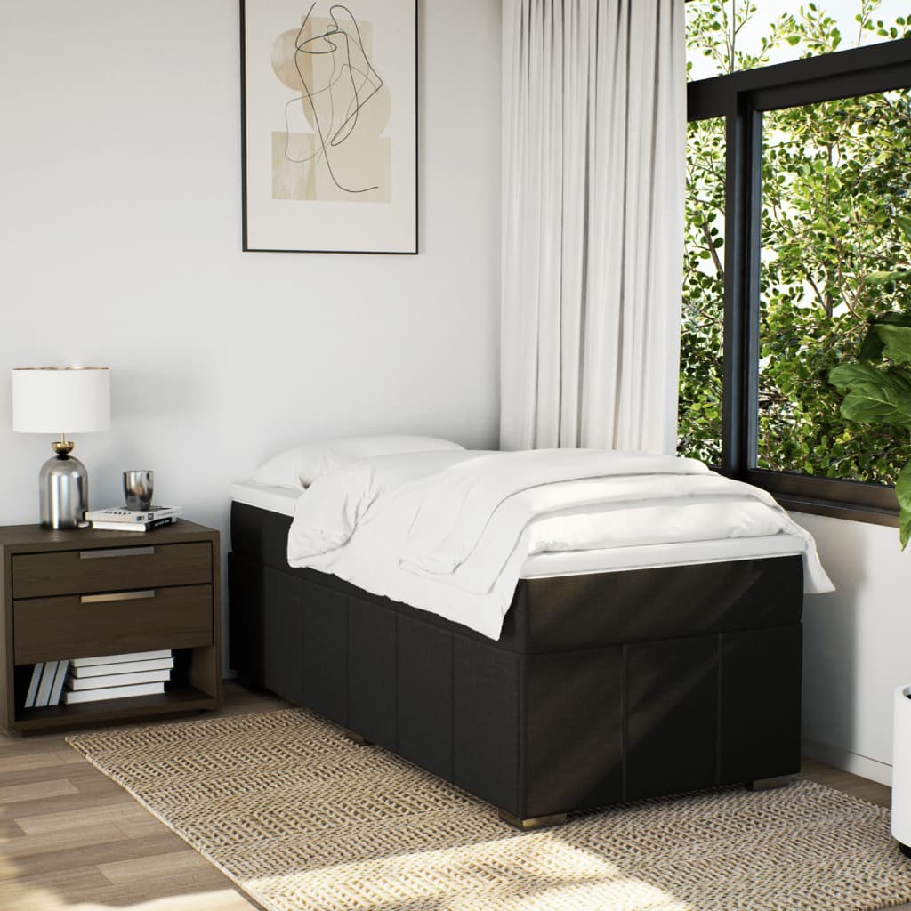 vidaXL Boxspring met matras stof zwart 90x190 cm afbeelding