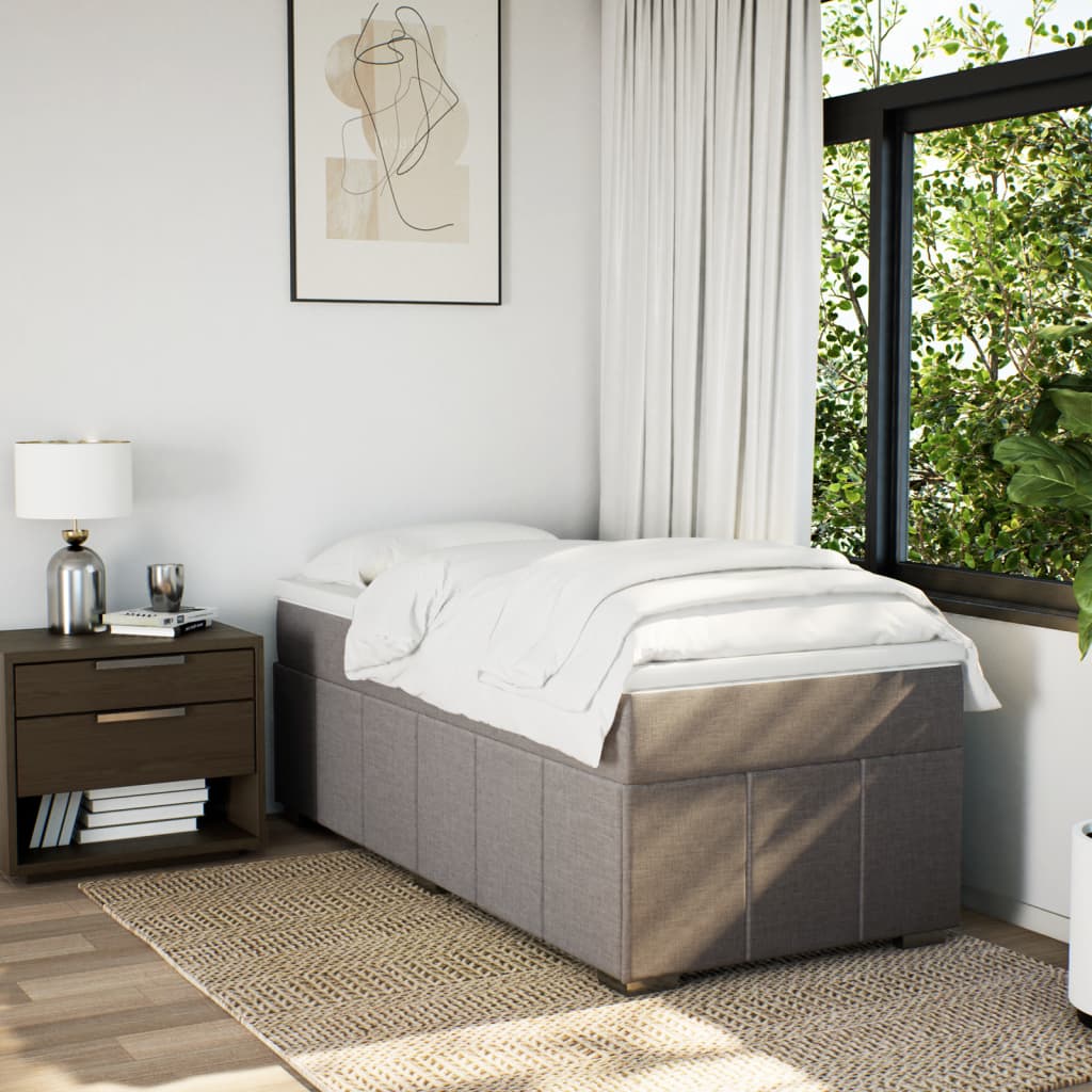 vidaXL Boxspring met matras stof taupe 90x190 cm afbeelding