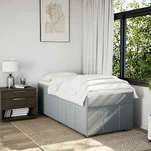 vidaXL Pat box spring cu saltea, gri deschis, 90x200 cm, textil