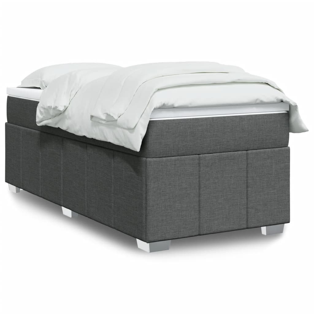 vidaXL Boxspring met matras stof donkergrijs 90x200 cm grijs