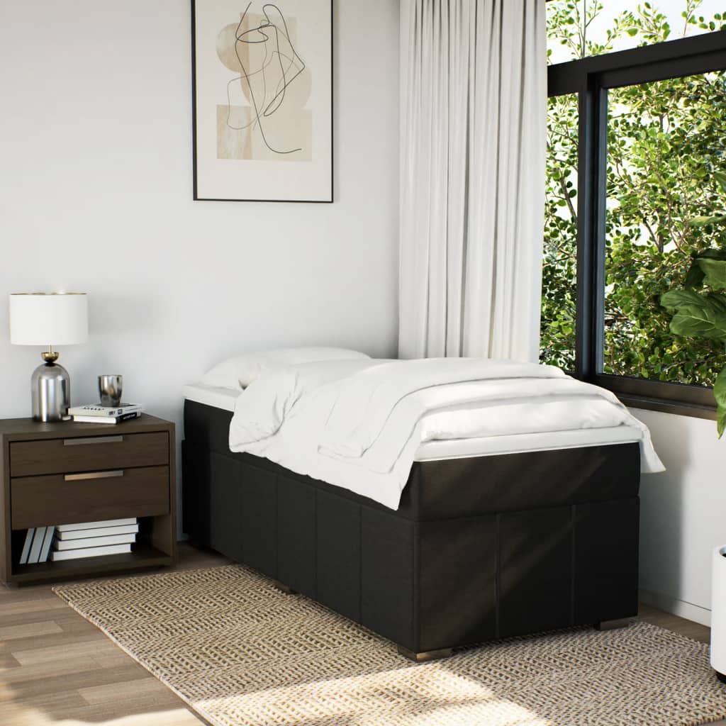 vidaXL Boxspring met matras stof zwart 90x200 cm afbeelding