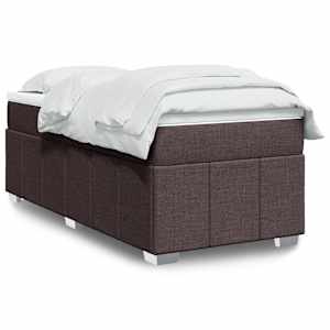 Box spring postelja z vzmetnico temno rjava 90x200 cm blago