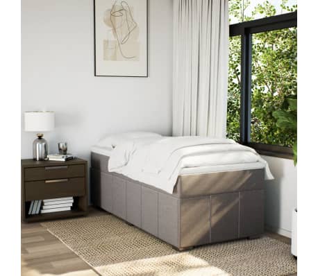 vidaXL Box spring postelja z vzmetnico taupe 90x200 cm blago