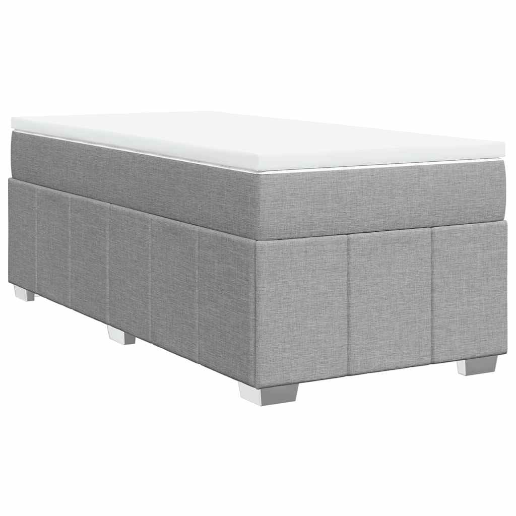 vidaXL Boxspring met matras stof lichtgrijs 100x200 cm grijs, foto 3