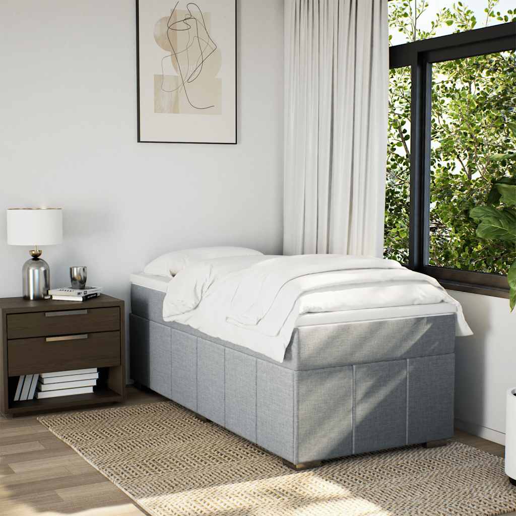 vidaXL Boxspring met matras stof lichtgrijs 100x200 cm afbeelding