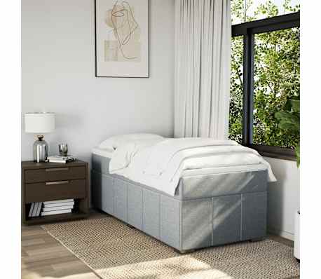 vidaXL Sommier &agrave; lattes de lit avec matelas Gris clair 100x200cm Tissu