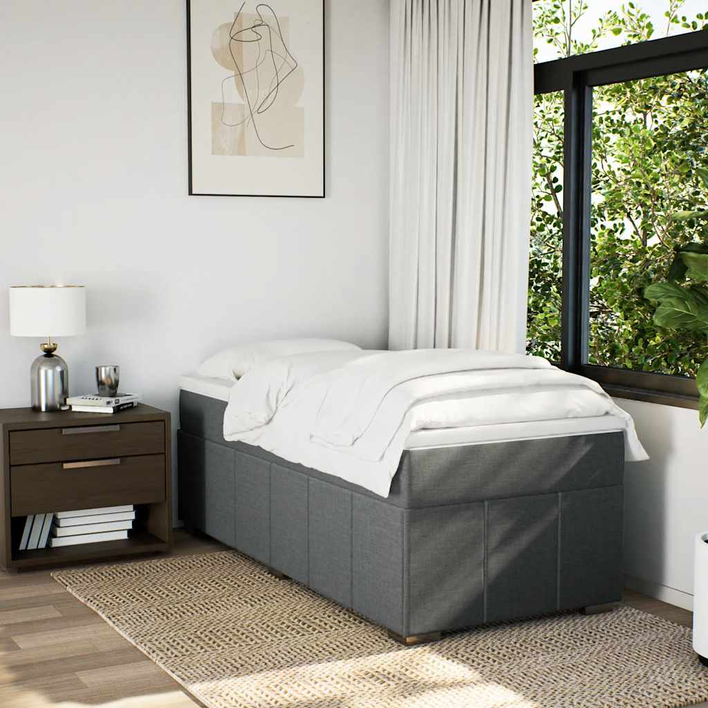 vidaXL Boxspring met matras stof donkergrijs 100x200 cm afbeelding