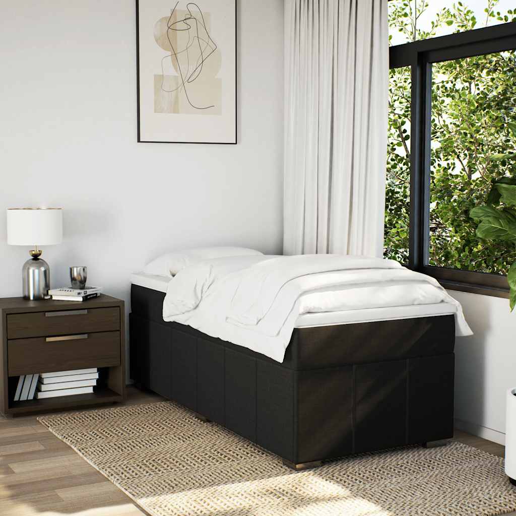 vidaXL Boxspring met matras stof zwart 100x200 cm afbeelding