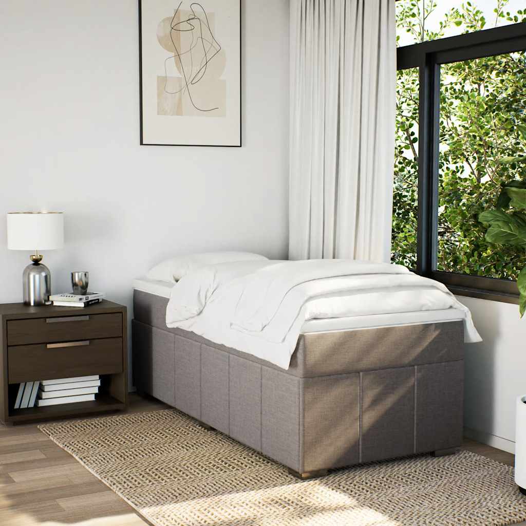 vidaXL Boxspring met matras stof taupe 100x200 cm afbeelding