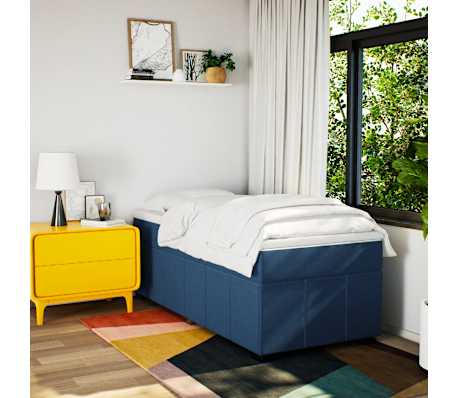 vidaXL Боксспринг легло с матрак, синьо, 100x200 см, плат