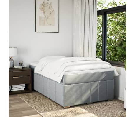 vidaXL Boxspring postelja z vzmetnico svetlo siva 120x190 cm blago